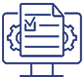 Graphic of a document and computer screen, indicating effortless paperwork