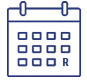 Graphic illustrating a blue outlined calendar