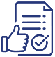 Graphic of a document with a thumbs up indicating loan approval